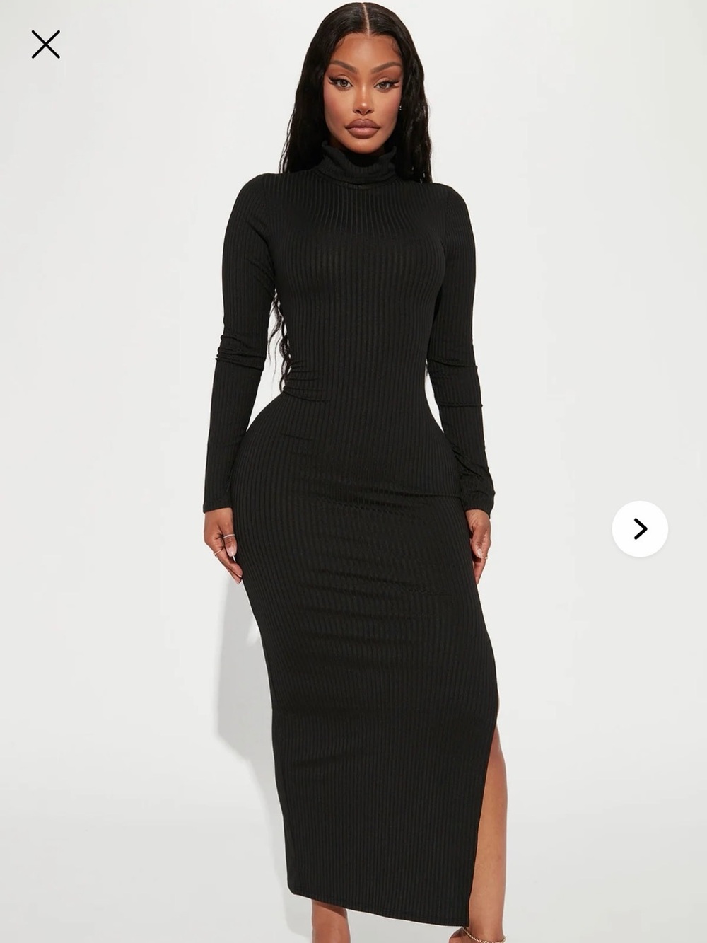 FASHION NOVA Ribbed Maxi Dress Black Medium